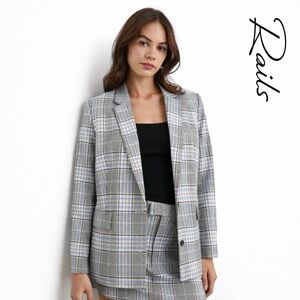 Rails Women's Blue and Gray Checkered Blazer